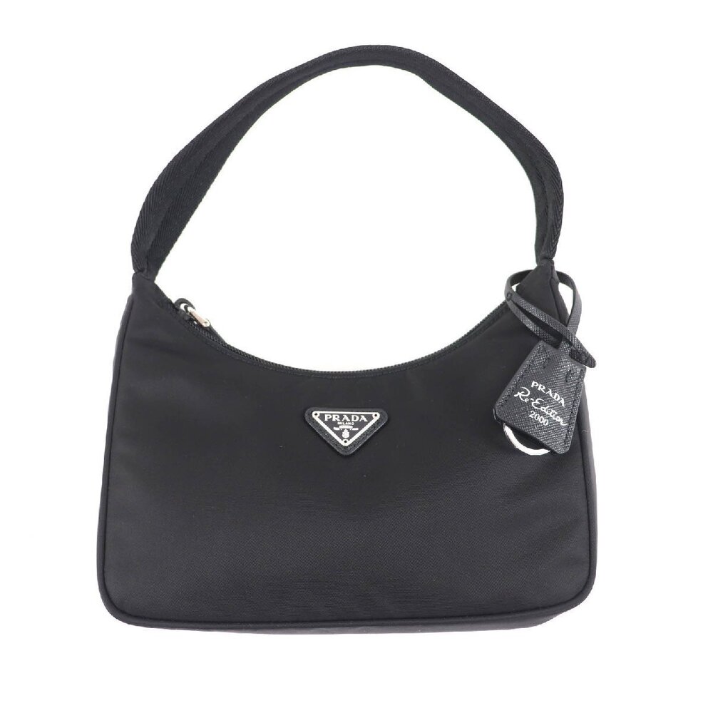 PRADA Re Edition Re Bag Triangle Plate Charm Hobo Black